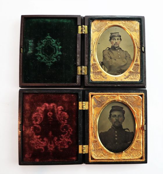 Pair of Identified Ambrotypes of Frank A. Monroe 10th Massachusetts Light Artillery / Sold