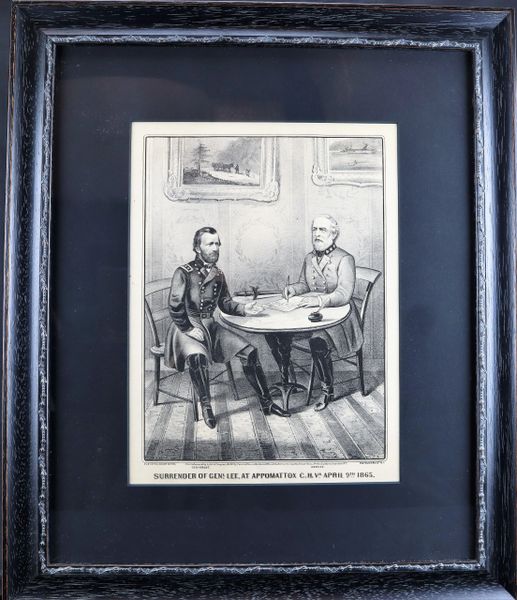Currier & Ives Lithograph "SURRENDER OF GEN’l LEE, AT APPOMATTOX C.H. Va. APRIL 9th 1865". / Sold
