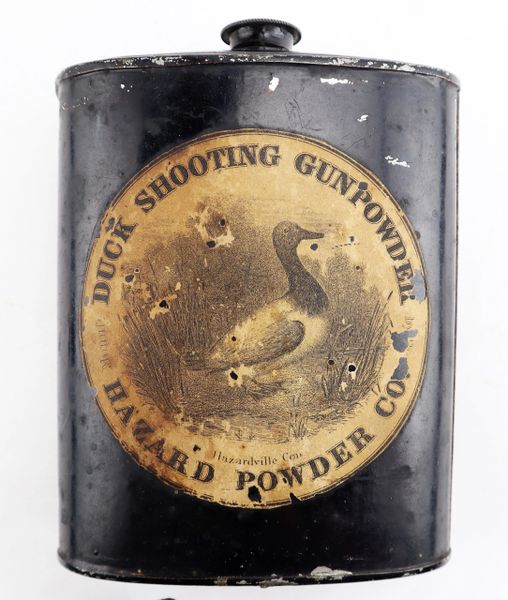 Antique Civil War Hazard Gunpowder Tin Powder Flask