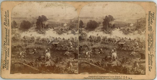 Gettysburg Battlefield Stereo View Capture of Confederate Color Guard / SOLD