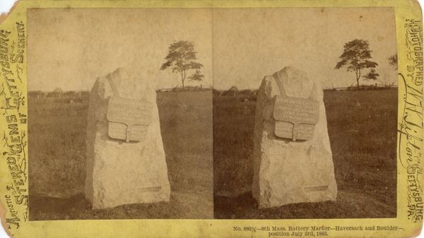 Tipton's 9th Mass. Battery Marker - Haversack and Boulder / Sold