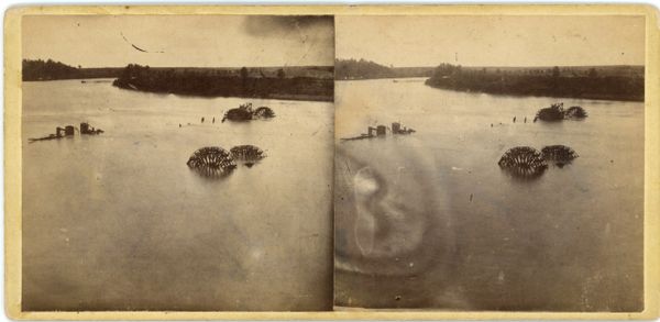 Steroview of Confederate Water Batteries on James River