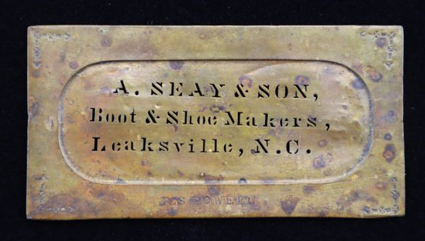 Original Brass Stencil of Confederate Shoe Supplier / SOLD