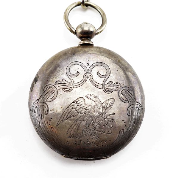 Patriotic Silver Watch Belonging to James Seymour, 2nd and 17th Michigan / Sold