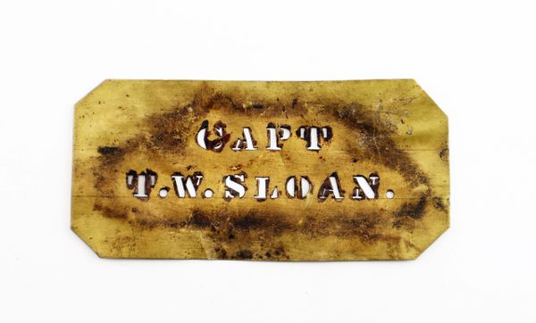 Brass Soldiers’ Identification Stencil Captain Timothy W. Sloan 27th Mass. Infantry / SOLD