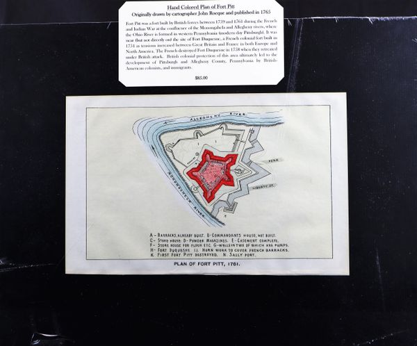 Hand Colored Plan of Fort Pitt / SOLD