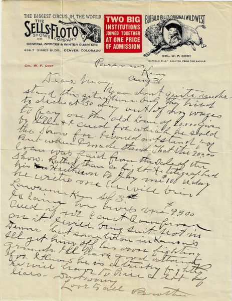 Buffalo Bill Cody Letter / Sold