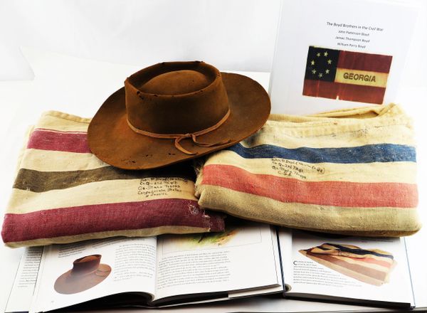 Identified Confederate Slouch Hat and Blankets John P. Boyd 2nd Georgia State Line