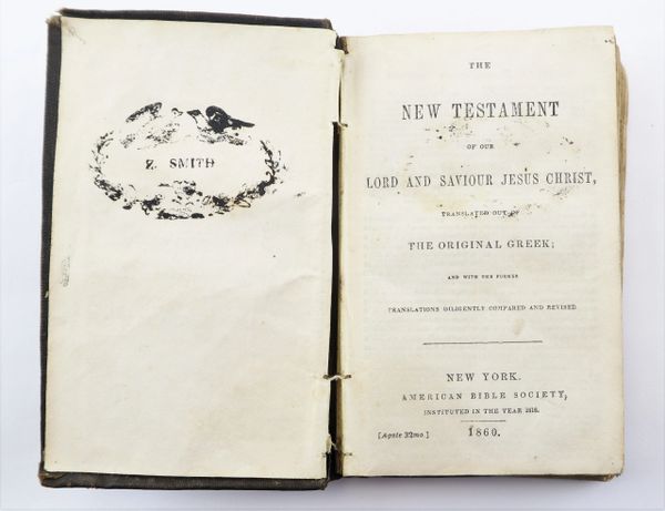 Pocket Testament found on the Shiloh Battlefield by Zenas H. Smith, 46th Ohio / SOLD