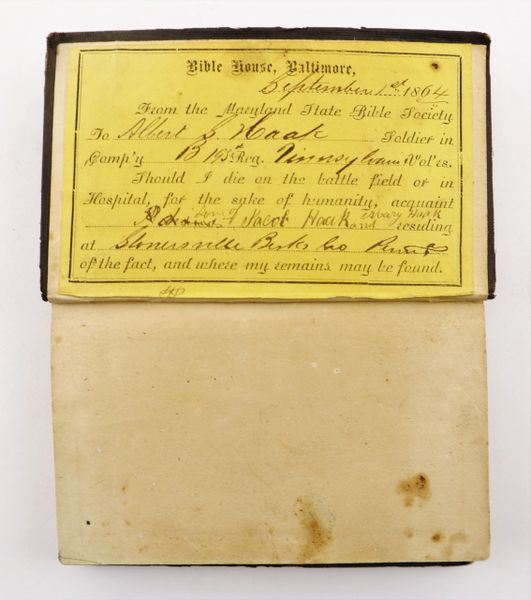 Testament ID’d to Albert S. Haak, 195th Pennsylvania Infantry / SOLD