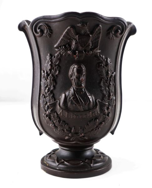Civil War Vintage Abraham Lincoln Redware Vase