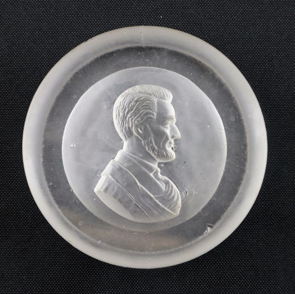 Abraham Lincoln Etched Glass Paperweight