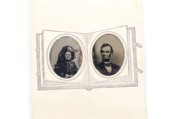 Abraham and Mary Todd Lincoln Gem Tintype Calling Card / SOLD