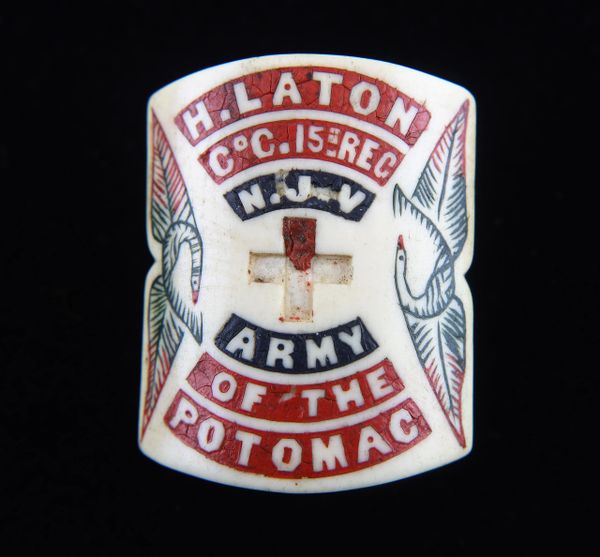 Hand Carved Bone Neckerchief of Hugh Layton 15th New Jersey Infantry / SOLD