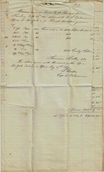 1861 Order for Rifled Muskets and Sabers from Herman Boker | Civil War ...