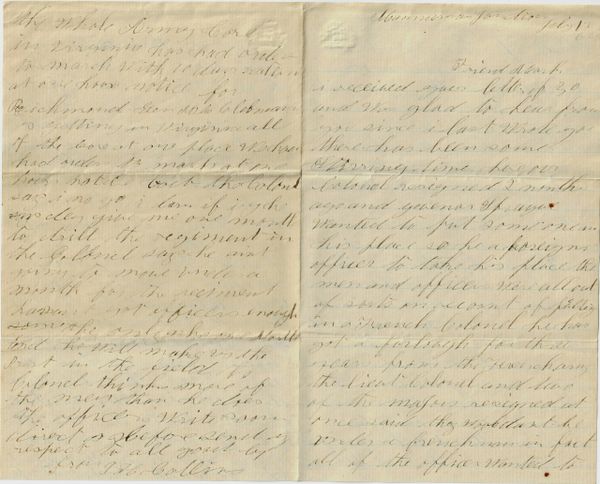 Civil War Letter from James H. Collins, 1st Rhode Island Cavalry, Died at Andersonville / SOLD