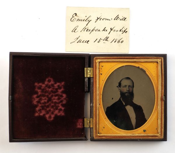 1/6th Plate Ruby Ambrotype of Gentleman with 1860 Personal Note / SOLD