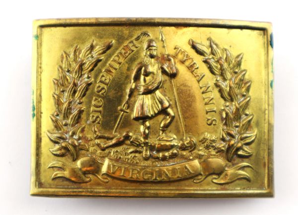 1840s – 1850s Stamped Brass Militia Belt Plate on Original Belt – Early  Battlefield Pickup from the Battle of Bull Run – Perry Adams Antiques