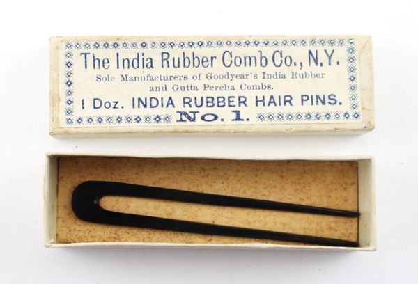 Civil War Era India Rubber Hair Pin Box / Sold