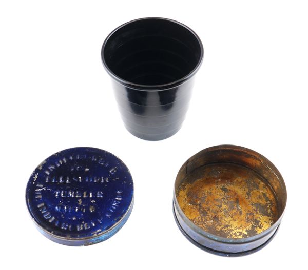 India Rubber Telescoping Cup with Tin Case/ SOLD