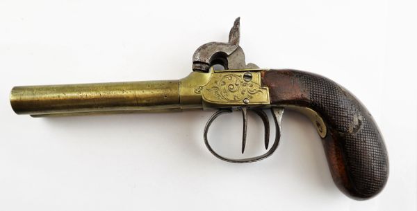 Belgian Percussion Boot Pistol With Octagonal Cannon-Style Brass