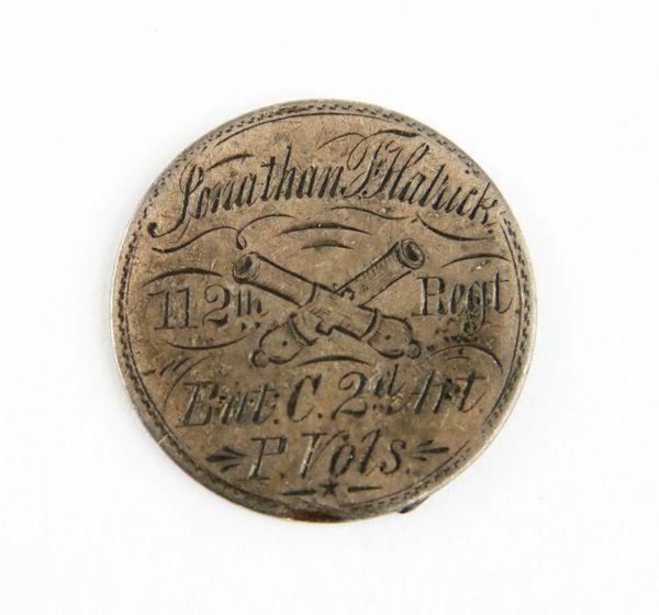 Seated Liberty Dime Identification Disk Jonathan F. Hatrick - 2nd Pennsylvania Heavy Artillery