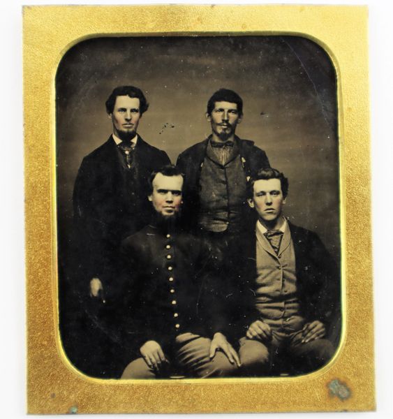 1/6th Plate Tintype of 6th Vermont Infantry Brothers and Friends