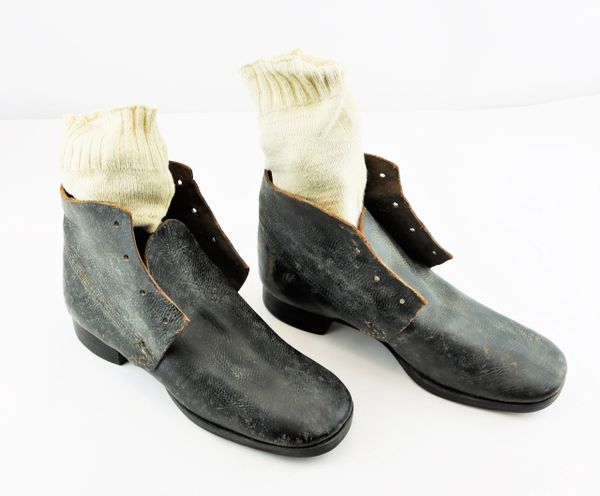 Military-Issue Brogans with a Pair of Civil War-Period Socks / SOLD