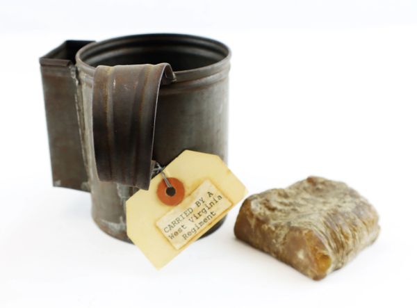 Civil War Tin Shaving Cup & Original Soap Carried by a Soldier of a West Virginia Regiment / SOLD