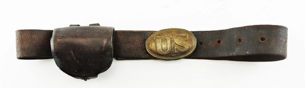 U.S. 1858 Pattern Enlisted Infantryman's Belt Equipped with 1839 Pattern "US" Belt Plate, and Watertown Arsenal Cap Pouch