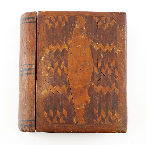 19th Century Book Shaped Wooden Box