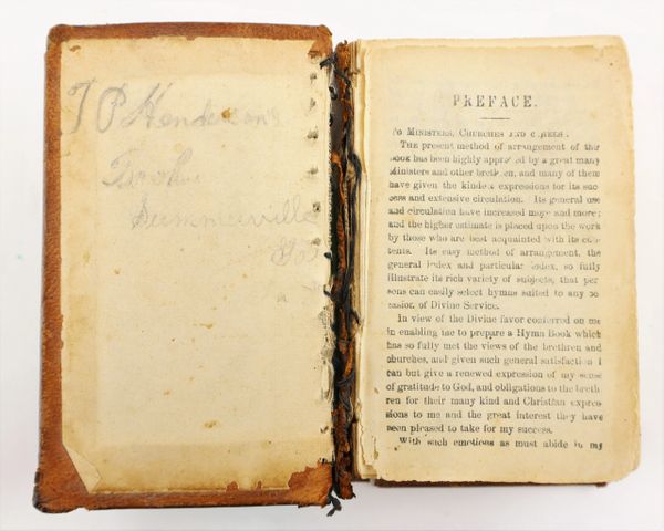 Hymn Book Carried by Thomas P. Henderson 9th Georgia Infantry, Wounded at Spotsylvania