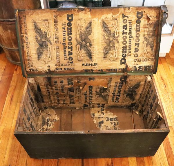 Trunk Lined with Political Broadsides for Michael Woolston Ash, Congressman from 1835-1837