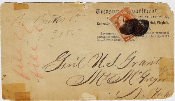 Postal Cover Addressed to Ulysses S. Grant, Three Weeks Before his Death / SOLD