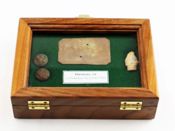 Clipped Corner Plate and Relics from Manassas, Virginia