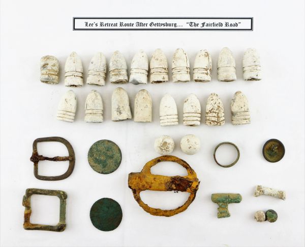 Excavated Relics from Lee’s Retreat Route, Fairfield Road, Battle of Gettysburg