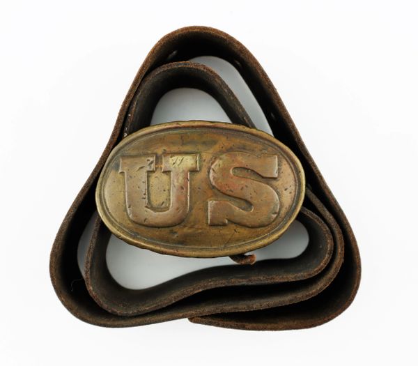 Civil War U.S. Belt Buckle with Leather Belt / SOLD