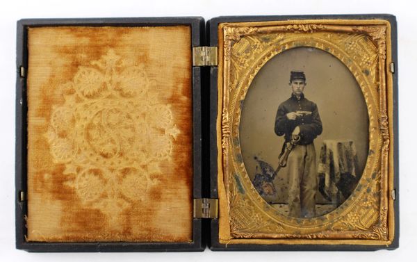 1/4th Plate Tintype of Milton W. Clark 6th New York Cavalry, Wounded at Brandy Station / SOLD