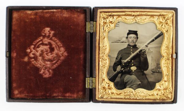 1/6th Plate Tintype of a Union Infantry Corporal with Enfield Rifle Musket