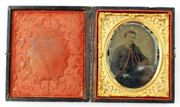 1/6th Plate Ambrotype of a Civil War Zouave