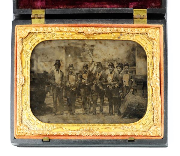 1/4th Plate Ambrotype of a Pre-Civil War Marching Band