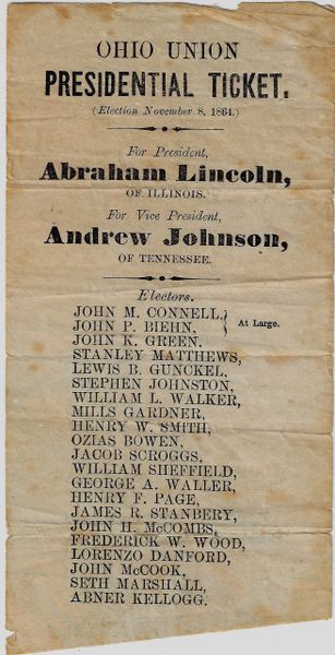 1864 Ohio Union Presidential Ticket