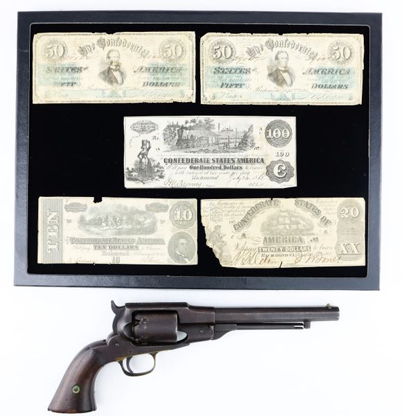 Remington-Beals Navy Revolver and Confederate Currency John R. McMillen, 12th Consolidated Tennessee Infantry