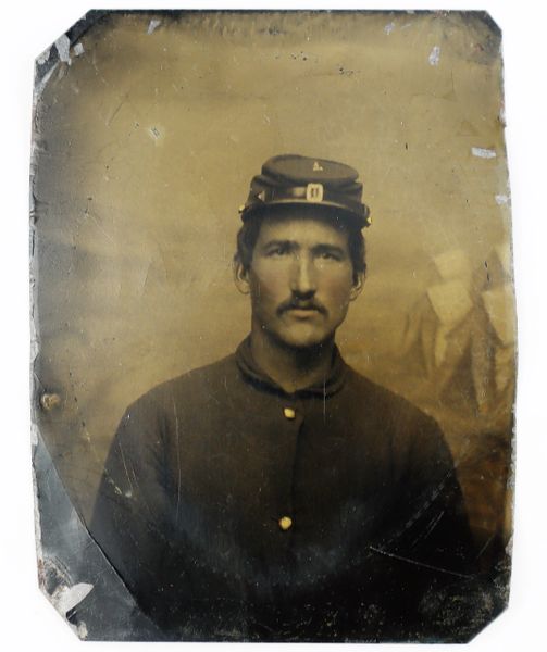 1/6th Plate Tintype of James T. Small 131st Ohio Infantry /S OLD