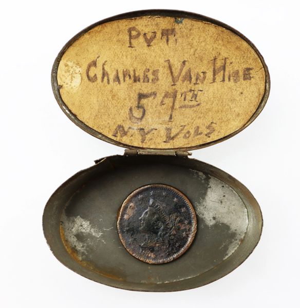 Snuff Box of Charles VanHise, 57th New York Infantry, Color Bearer and Gettysburg Veteran