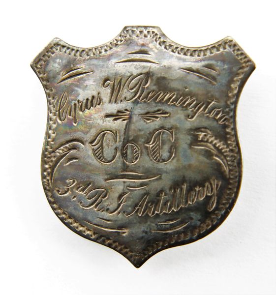 Identification Shield of Cyrus Waterman Remington 3rd Rhode Island Heavy Artillery
