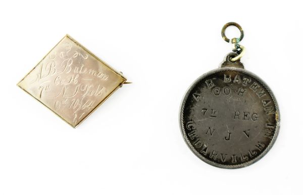 3rd Corps Badge and Identification Disk of Albert B. Bateman 7th New Jersey Infantry - Fiercely Engaged at Gettysburg / SOLD