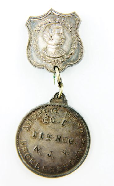 McClellan Identification Badge of Anthony C. Reed 11th New Jersey Infantry, Veteran of Fredericksburg, and Gettysburg