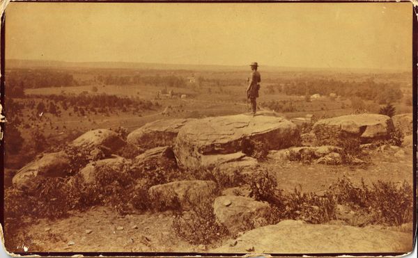 William H. Tipton Photograph of the Gouverneur K. Warren Statue and View from Little Round Top