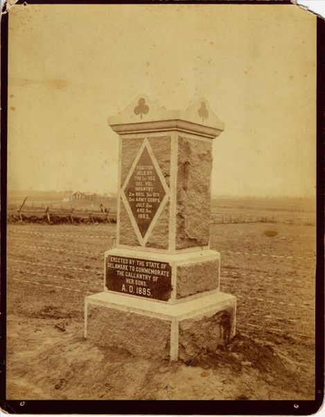 William H. Tipton Photograph of the 1st Delaware Infantry Monument at Gettysburg